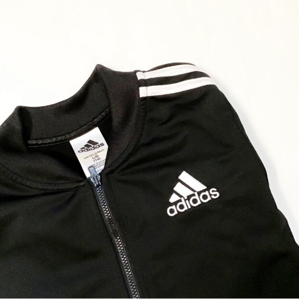 Adidas| Boys Black and White Striped Pullover